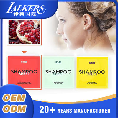 Prezzo buono Shampoo monouso Dissolvibile Compatto Dissolvibile velocemente Personalizzabile in linea