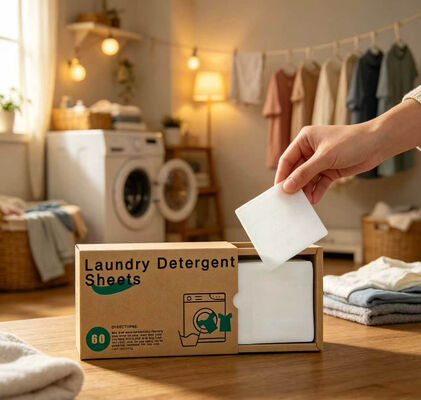 Fogli di detersivo per biancheria biodegradabili e amichevoli per la pelle per la rimozione di macchie resistenti