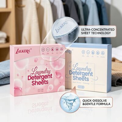 Fogli di detersivo per biancheria a sfera a base vegetale con 300 scatole MOQ Formula personalizzabile e servizio di campionamento gratuito