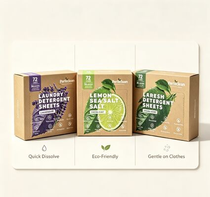 Lavande biodegradabili a base vegetale con 55% di ingredienti attivi e zero agenti fluorescenti per lavanderia ecologica
