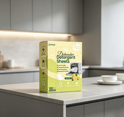 Fogli per lavastoviglie da 11x14 cm per striscia con ingredienti di origine vegetale per piatti splendenti e fogli detersivo per lavastoviglie